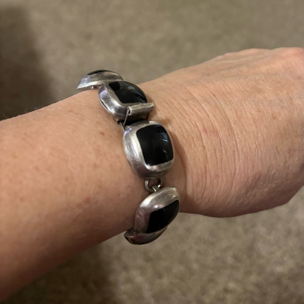 Sterling and black onyx bracelet